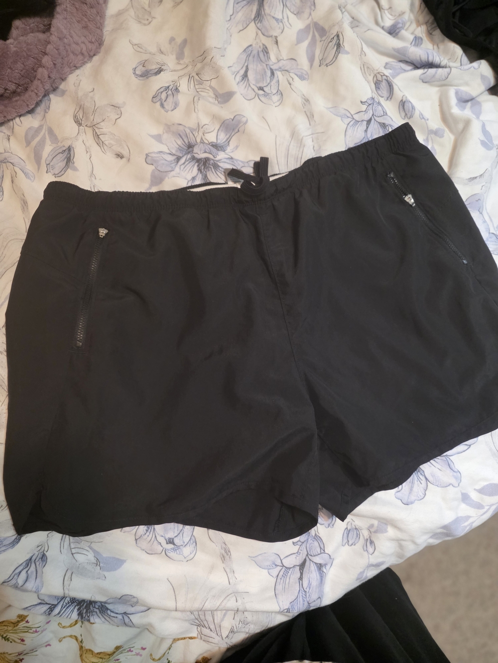 Champion Black Women's Athletic Drawstring Shorts with Zip Pockets